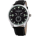 Akribos Xxiv Mens Quartz Black Canvas Leather Strap Watch