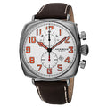 Akribos Xxiv Mens Quartz Chronograph Date Display Leather White Strap Watch