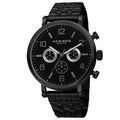 Akribos Xxiv Mens Quartz Chronograph Stainless Steel Black Bracelet Watch