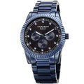 Akribos Xxiv Mens Quartz Diamond Multifunction Stainless Steel Blue Bracelet Watch