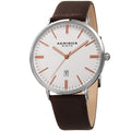 Akribos Xxiv Mens Quartz Easy To Read Date Leather Silver Tone Strap Watch