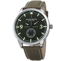 Akribos Xxiv Mens Quartz Green Canvas Leather Strap Watch