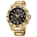Akribos Xxiv Mens Quartz Multifunction Dual Time Stainless Steel Gold Tone Bracelet Watch
