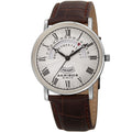 Akribos Xxiv Mens Quartz Retrograde Date Day Leather Silver Tone Strap Watch Brown