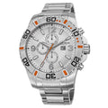 Akribos Xxiv Mens Quartz Stainless Steel Multifunction Dual Time Silver Tone Bracelet Watch