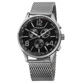 Akribos Xxiv Mens Swiss Quartz Chronograph Stainless Steel Mesh Silver Tone Bracelet Watch