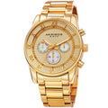 Akribos Xxiv Mens Swiss Quartz Crystal Multifunction Stainless Steel Gold Tone Bracelet