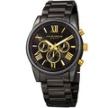 Akribos Xxiv Mens Swiss Quartz Multifunction Dual Time Black Bracelet Watch
