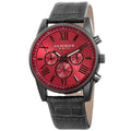 Akribos Xxiv Mens Swiss Quartz Multifunction Dual Zone Gray Leather Strap Watch Red