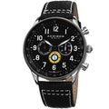 Akribos Xxiv Mens Swiss Quartz Multifunction Tachymeter Leather Silver Tone Strap Watch
