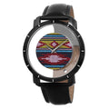 Akribos Xxiv Mens Swiss Quartz Retro Style Transparent Dial Leather Black Strap Watch