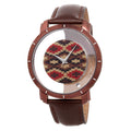 Akribos Xxiv Mens Swiss Quartz Retro Style Transparent Dial Leather Brown Strap Watch