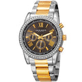 Akribos Xxiv Mens Swiss Quartz Swarovski Crystals Dual Time Stainless Steel Two Tone Bracelet Watch