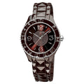 Akribos Xxiv Womens Black Ceramic Pyramid Cut Quartz Brown Watch
