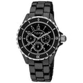 Akribos Xxiv Womens Ceramic Multifunction Black Bracelet Watch