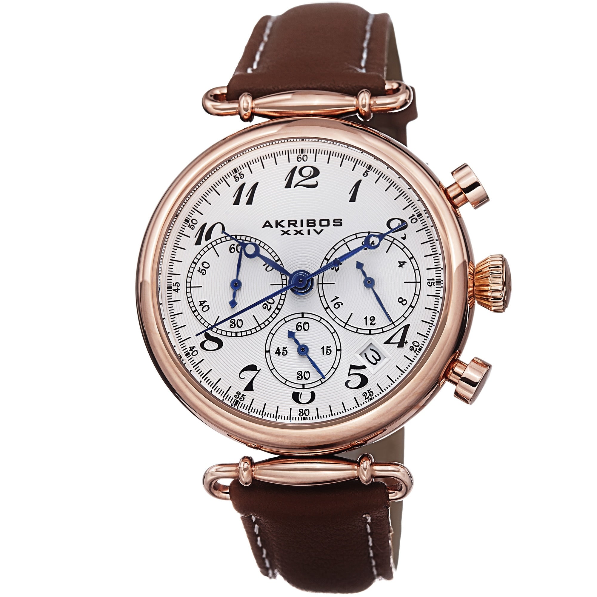 Akribos Xxiv Womens Chronograph Leather Strap Watch