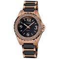Akribos Xxiv Womens Crystal Accented Quartz Ceramic Two Tone Bracelet Watch
