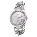 Akribos Xxiv Womens Diamond Flower Dial Twist Chain Silver Tone Bracelet Watch