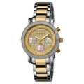 Akribos Xxiv Womens Diamond Quartz Chronograph Round Gold Tone Bracelet Watch