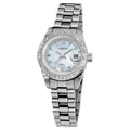 Akribos Xxiv Womens Diamond Quartz Water Resistant Silver Tone Bracelet Watch