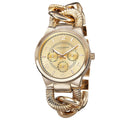 Akribos Xxiv Womens Multifunction Design Twist Chain Link Gold Tone Watch