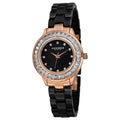 Akribos Xxiv Womens Quartz Crystal Markers Ceramic Black Bracelet Watch