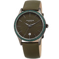 Akribos Xxiv Womens Quartz Date Swarovski Crystal Leather Green Strap Watch