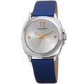 Akribos Xxiv Womens Quartz Diamond Blue Leather Strap Watch