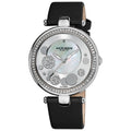 Akribos Xxiv Womens Quartz Diamond Crystal Black Strap Watch