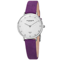 Akribos Xxiv Womens Quartz Diamond Markers Crazy Horse Leather Purple Strap Watch