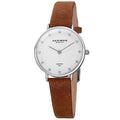 Akribos Xxiv Womens Quartz Diamond Markers Crazy Horse Leather Silver Tone Strap Watch Brown