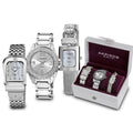 Akribos Xxiv Womens Quartz Diamond Silver Tone Bracelet Watch Set