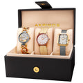 Akribos Xxiv Womens Quartz Two Tone Diamond Crystal Triple Watch Set