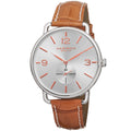 Akribos Xxiv Womens Slim Sunray Dial Genuine Leather Strap Watch Brown