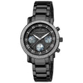 Akribos Xxiv Womens Stainless Steel Diamond Chronograph Black Bracelet Watch