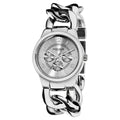Akribos Xxiv Womens Stainless Steel Twist Chain Quartz Multifunction Silver Tone Watch