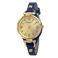 Akribos Xxiv Womens Swiss Quartz Decorated Leather Thin Blue Strap Watch
