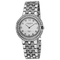 Akribos Xxiv Womens Swiss Quartz Diamond Stainless Steel Silver Tone Bracelet Watch White