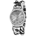 Akribos Xxiv Womens Swiss Quartz Diamond Twist Chain Bracelet Silvertone Watch Black Silver