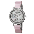 Akribos Xxiv Womens Swiss Quartz Flower Design Dial Ceramic Silver Tone Bracelet Watch