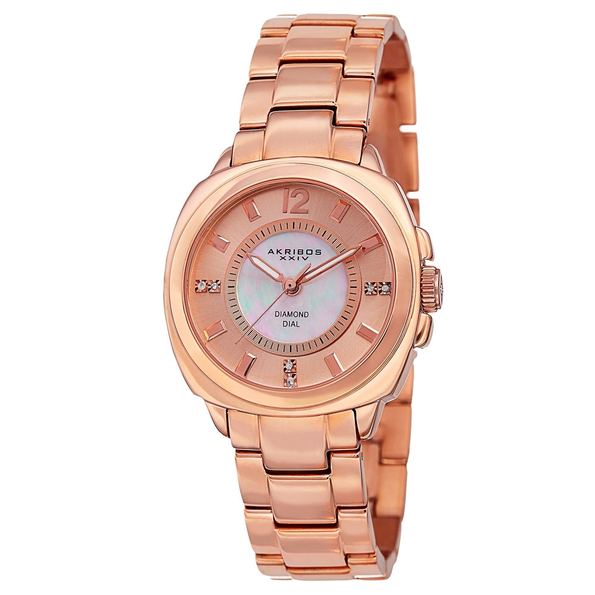Akribos Xxiv Womens Swiss Quartz Stainless Steel Rose Tone Bracelet Watch