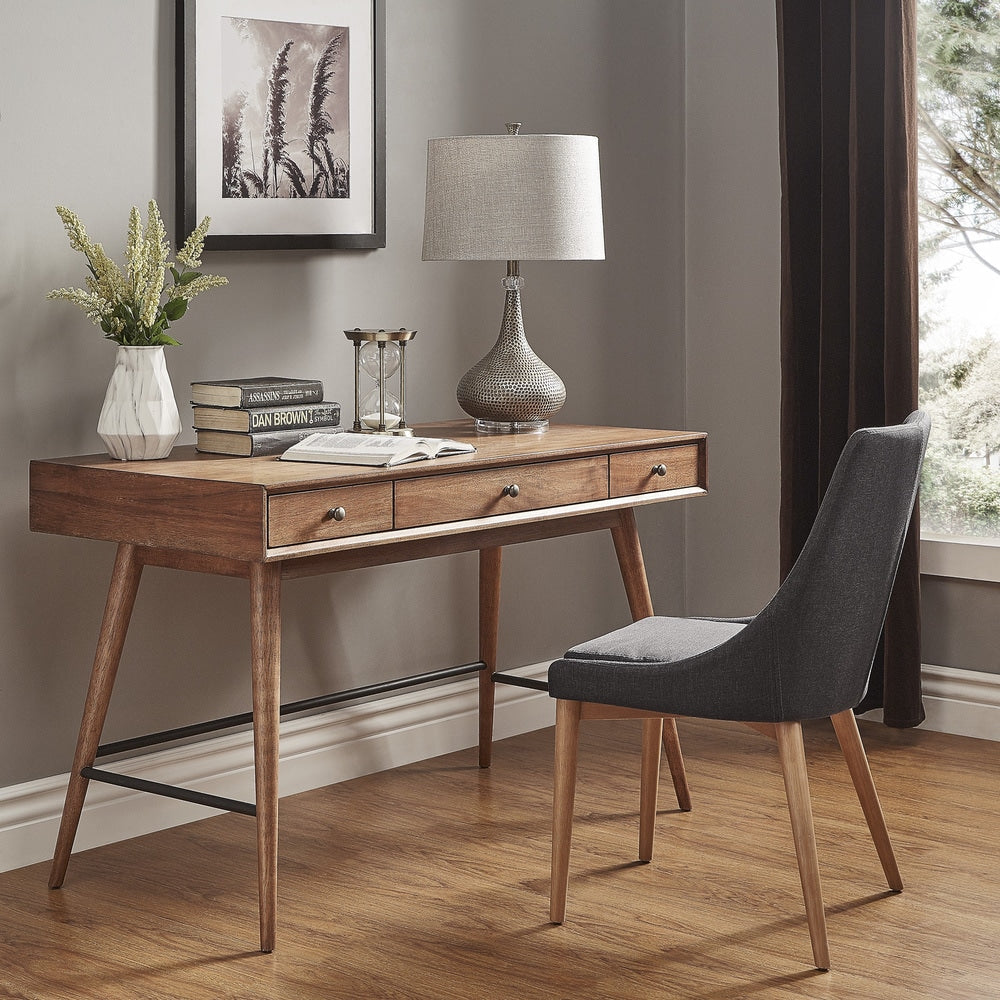 Aksel Brown Wood 3 Drawer Writing Desk Inspire Q Modern