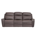 Akto Power Reclining Sofa Gray Faux Leather Drop Table Cup Holders