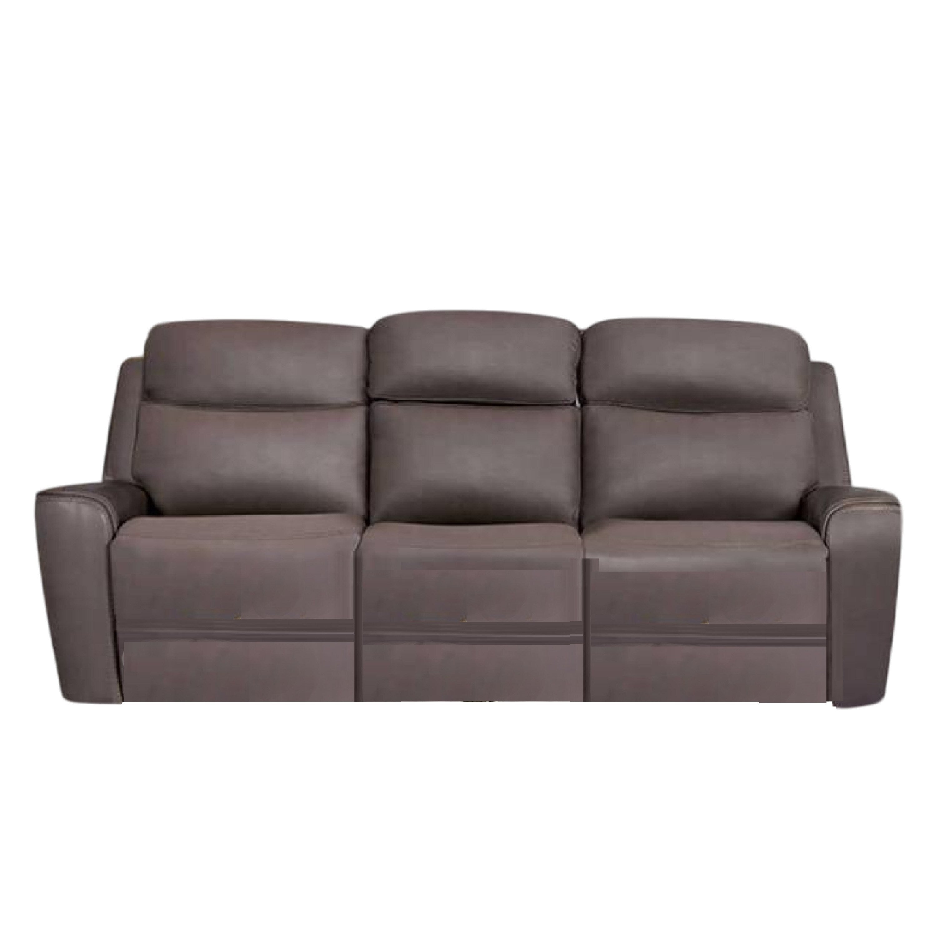 Akto Power Reclining Sofa Gray Faux Leather Drop Table Cup Holders