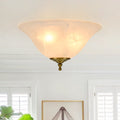 Alabaster Bowl Glass 3 Light Flush Mount Kitchen Ceiling Lamp 13.1 In