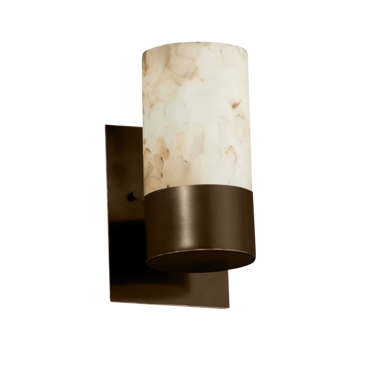 Alabaster Rocks Dakota 1 Light Uplight Dark Bronze Wall Sconce Alabaster Rocks Cylinder W Flat Rim Shade