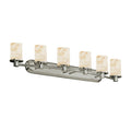 Alabaster Rocks Rondo 6 Light Brushed Nickel Bath Bar Alabaster Rocks Cylinder W Flat Rim Shade