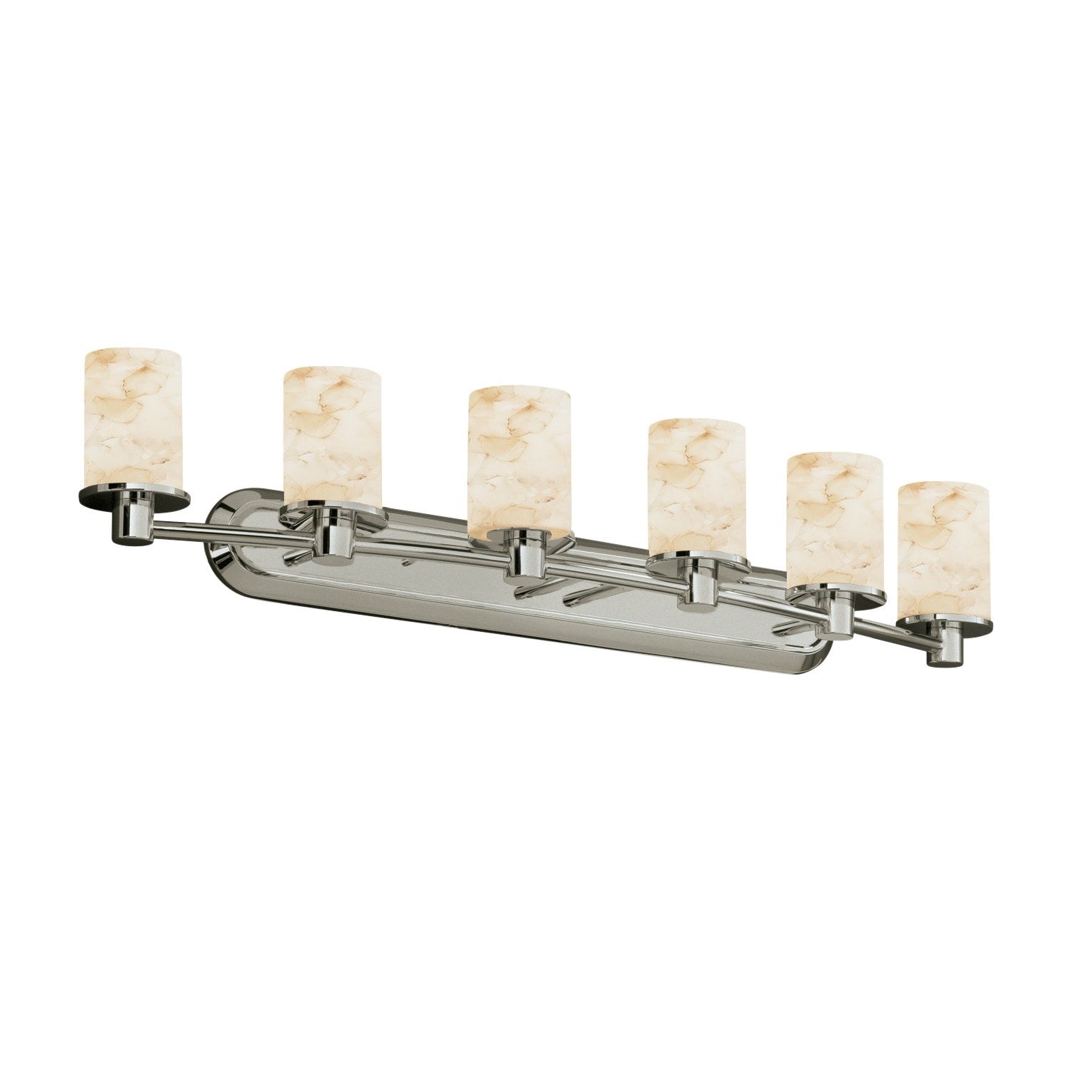 Alabaster Rocks Rondo 6 Light Brushed Nickel Bath Bar Alabaster Rocks Cylinder W Flat Rim Shade