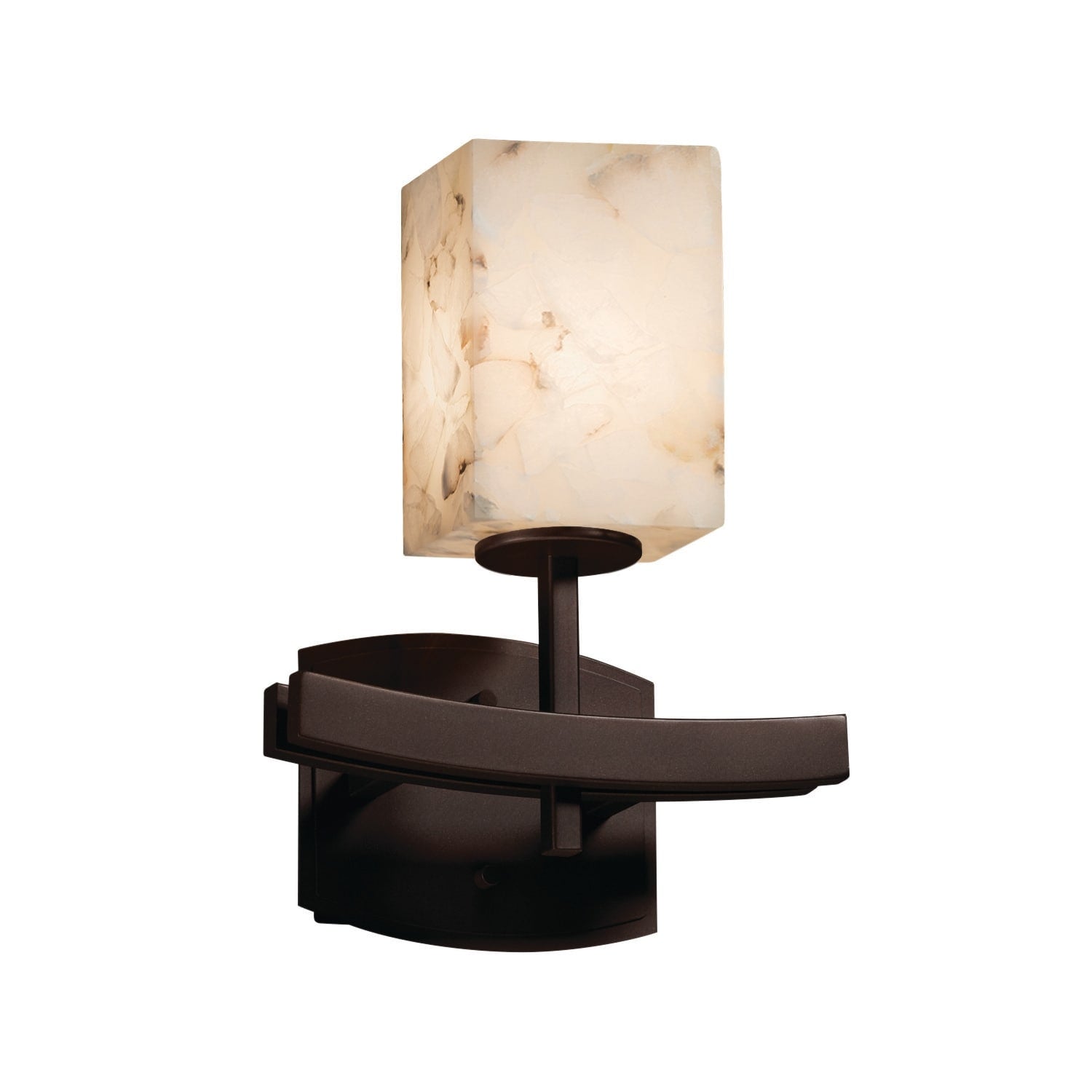 Alabaster Rocks Archway 1 Light Dark Bronze Wall Sconce Alabaster Rocks Square With Flat Rim Shade
