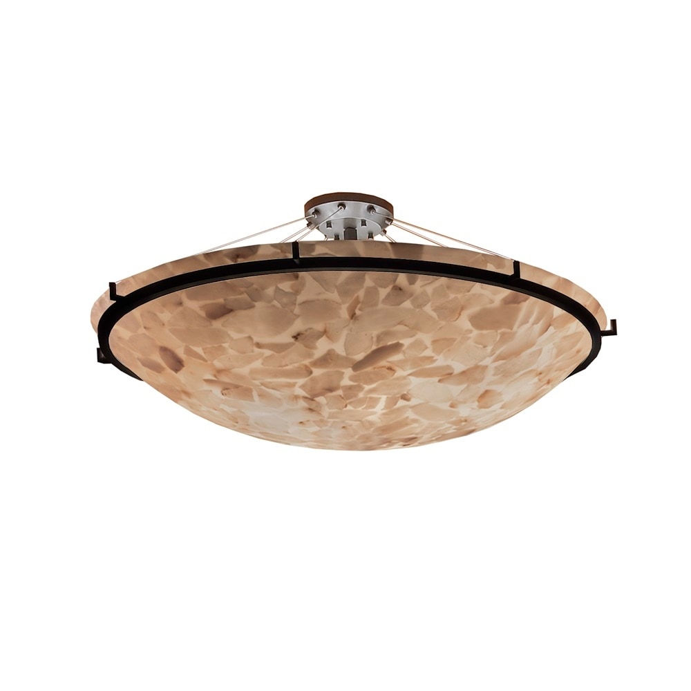 Alabaster Rocks Collection 48 Inch Dark Bronze Round Semi Flush Bowl With Ring Alabaster Rocks Shade
